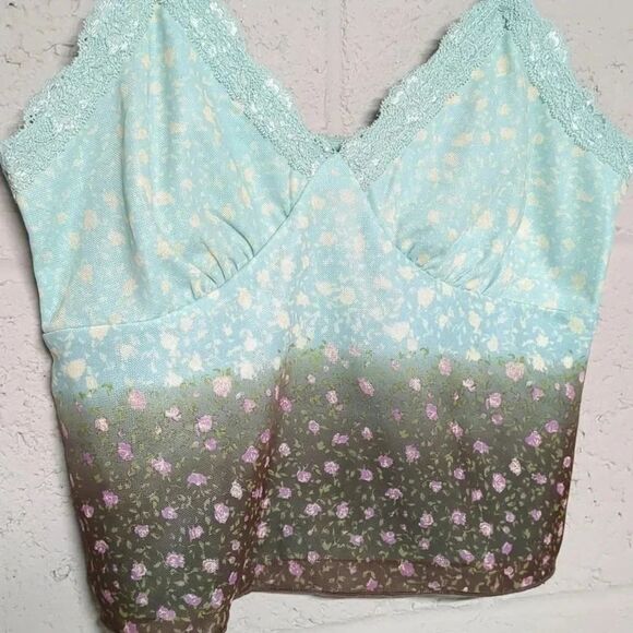 Wild Fable Microfloral Sheer Cottagecore Cropped Camisole Fairycore Size XS - Picture 3 of 7